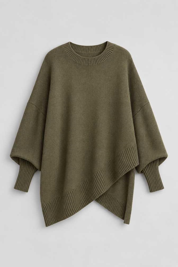 Cashmere Sweater – Oversized Batwing Asymmetric Hem