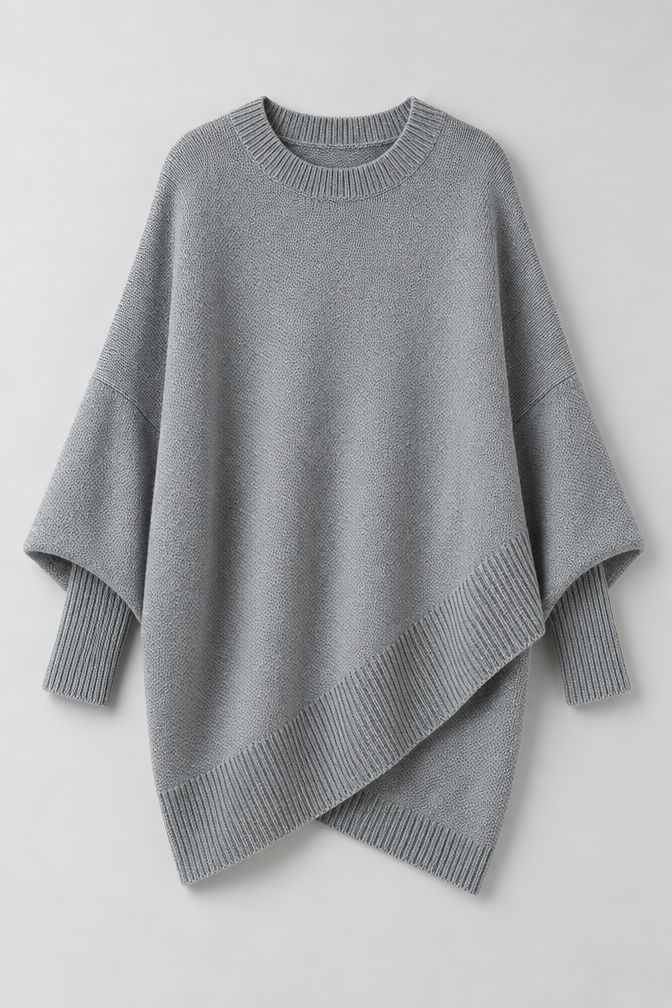Cashmere Sweater – Oversized Batwing Asymmetric Hem