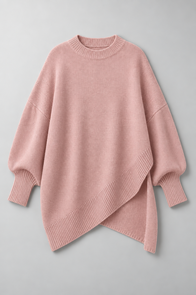 Cashmere Sweater – Oversized Batwing Asymmetric Hem