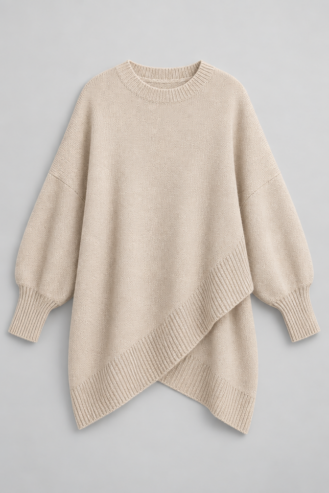 Cashmere Sweater – Oversized Batwing Asymmetric Hem