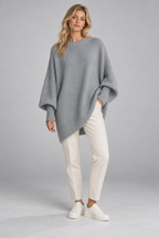 Cashmere Sweater – Oversized Batwing Asymmetric Hem