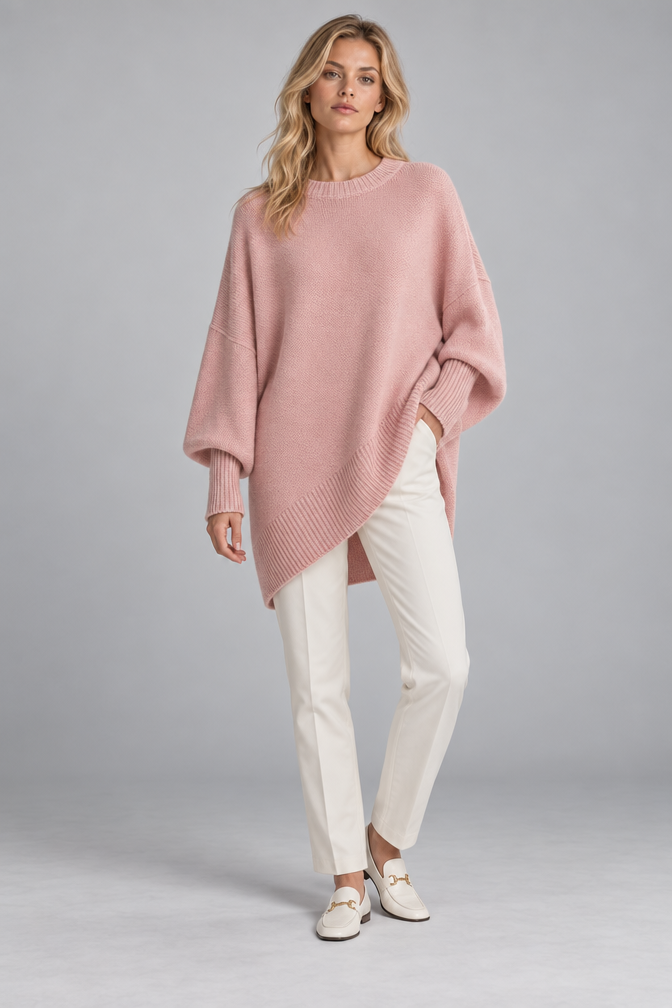 Cashmere Sweater – Oversized Batwing Asymmetric Hem