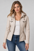 Arden – Women's Leather-Look Hooded Zip Jacket
