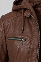 Arden – Women's Leather-Look Hooded Zip Jacket