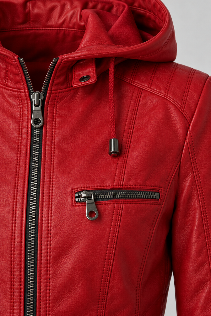 Arden – Women's Leather-Look Hooded Zip Jacket