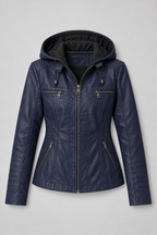 Arden – Women's Leather-Look Hooded Zip Jacket