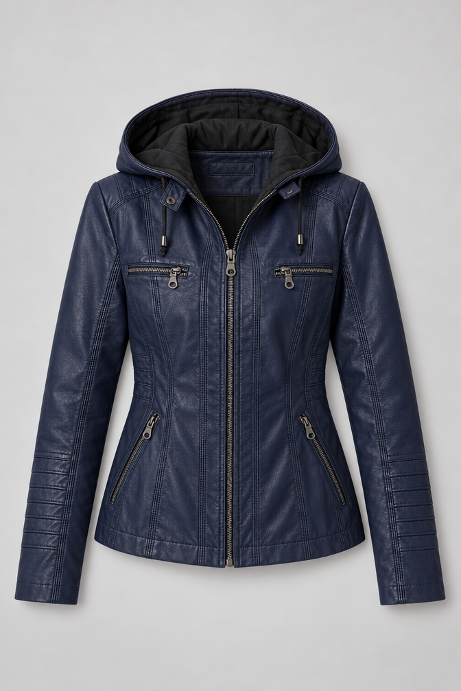 Arden – Women's Leather-Look Hooded Zip Jacket