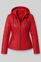 Arden – Women's Leather-Look Hooded Zip Jacket