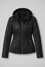 Arden – Women's Leather-Look Hooded Zip Jacket