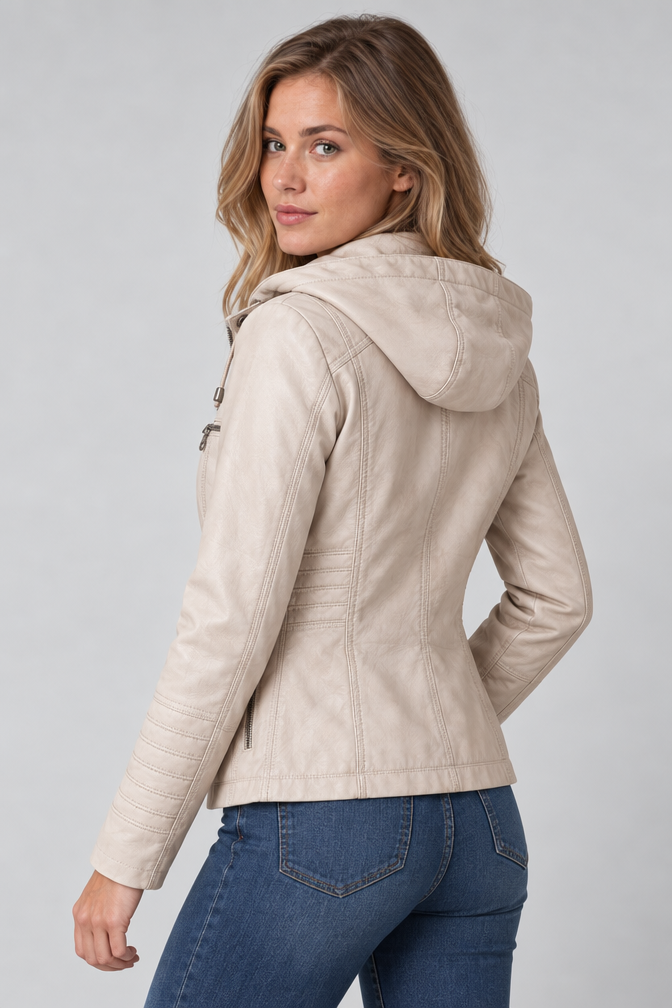 Arden – Women's Leather-Look Hooded Zip Jacket