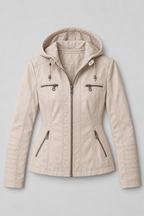 Arden – Women's Leather-Look Hooded Zip Jacket
