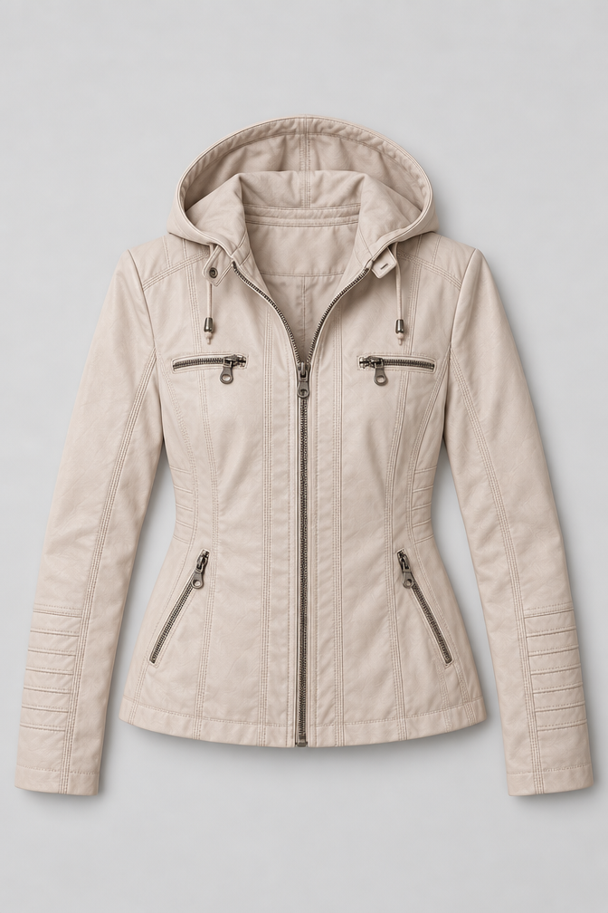 Arden – Women's Leather-Look Hooded Zip Jacket