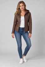 Arden – Women's Leather-Look Hooded Zip Jacket