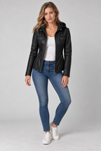 Arden – Women's Leather-Look Hooded Zip Jacket