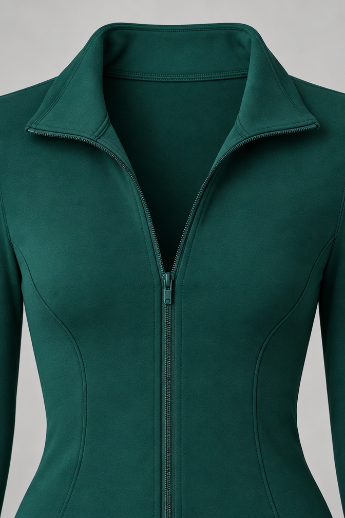 Ribbed Zip Top and Flared Trousers Set