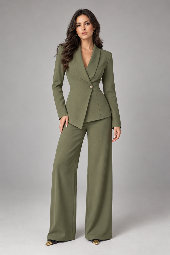 Suit – Women's Business Suit with Wide-Leg Trousers