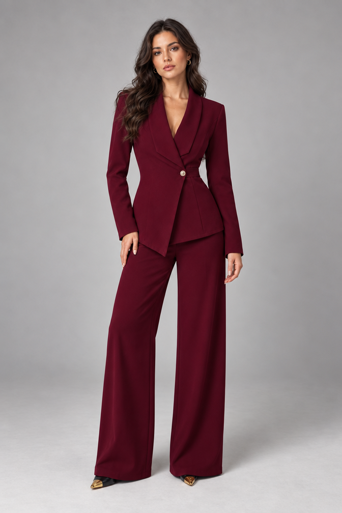 Suit – Women's Business Suit with Wide-Leg Trousers