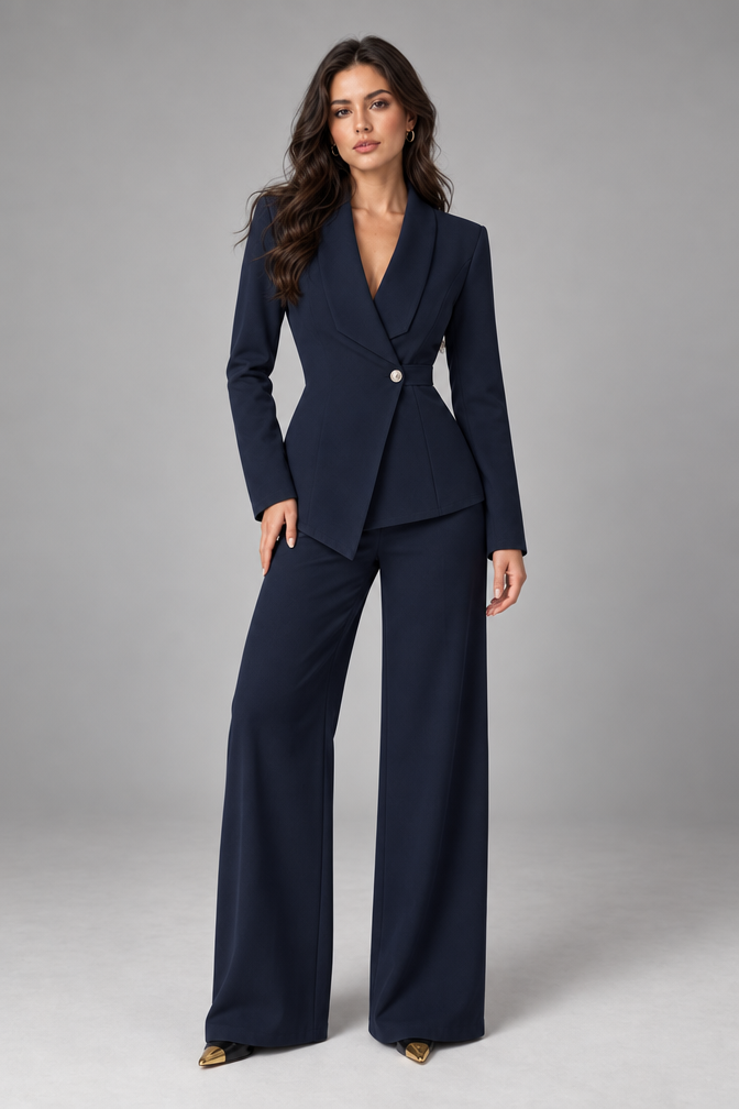 Suit – Women's Business Suit with Wide-Leg Trousers