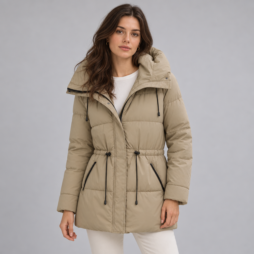 Padded Hooded Jacket – Mid-Length Winter Jacket