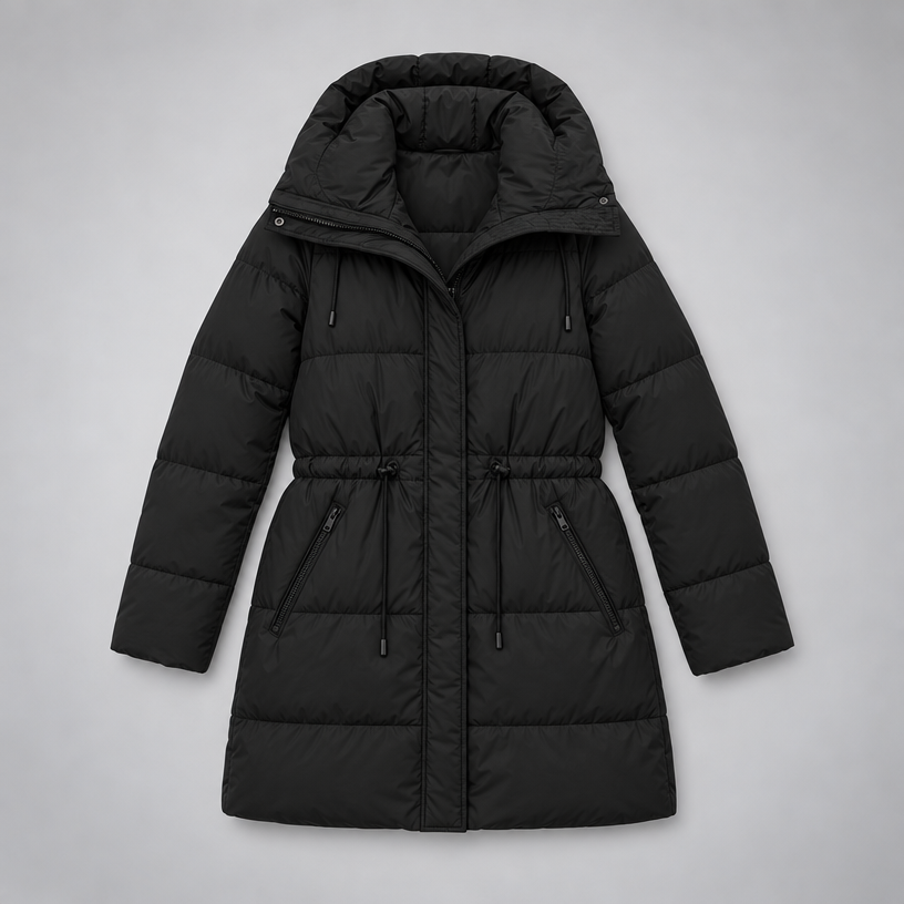 Padded Hooded Jacket – Mid-Length Winter Jacket