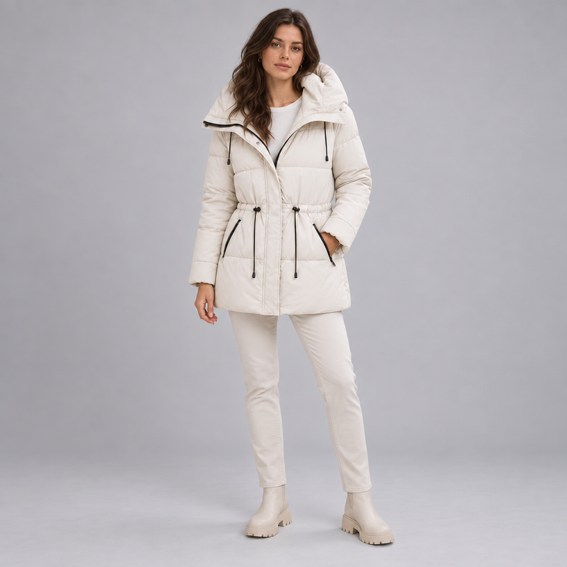 Padded Hooded Jacket – Mid-Length Winter Jacket