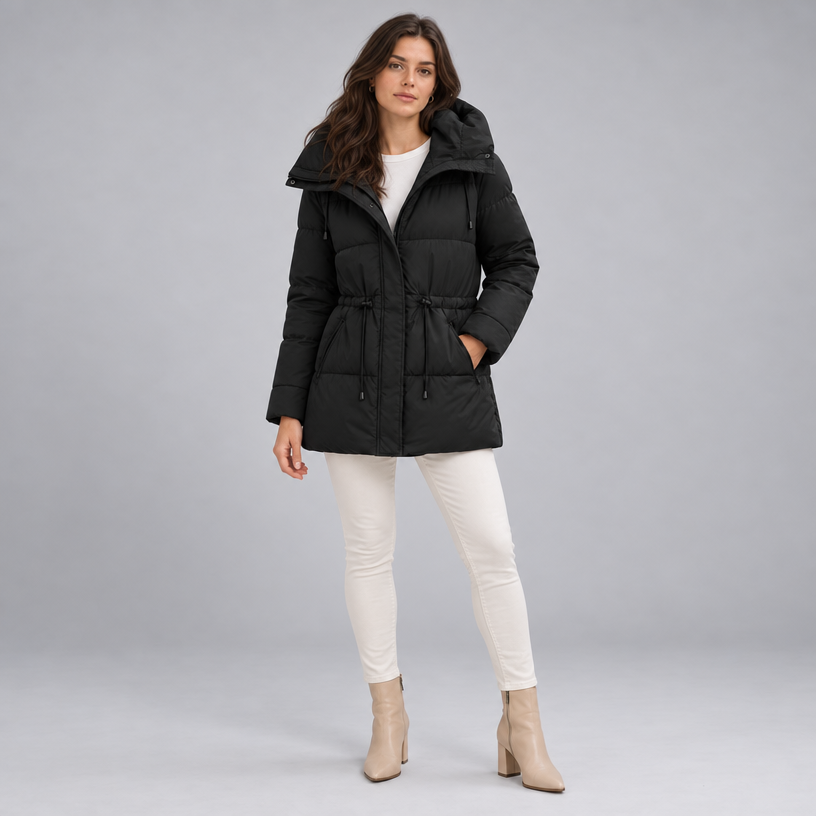 Padded Hooded Jacket – Mid-Length Winter Jacket