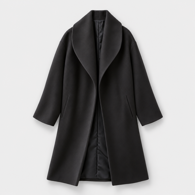 Wool Coat – Draped Shawl Collar