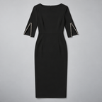 Midi Dress – Women's Split Sleeve Fitted Midi Dress