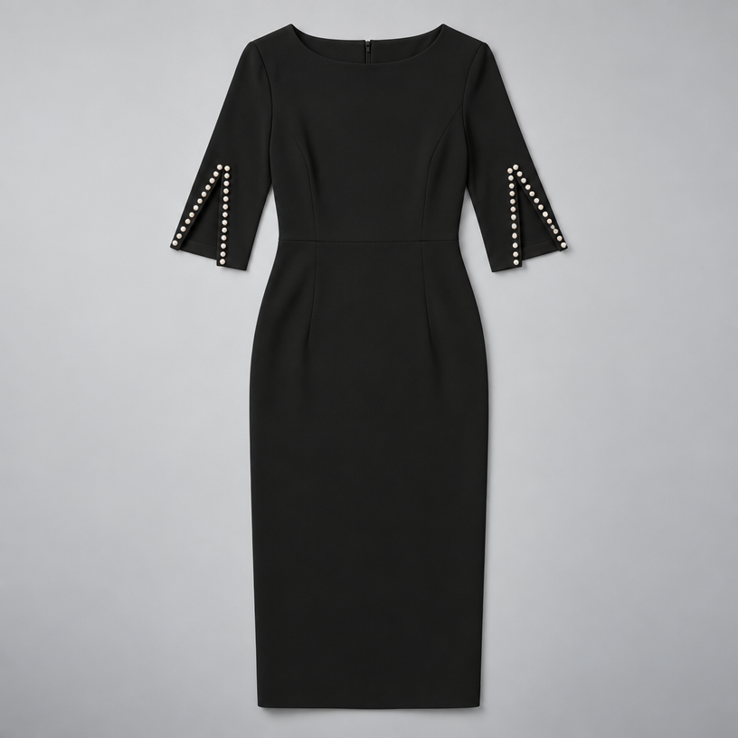 Midi Dress – Women's Split Sleeve Fitted Midi Dress