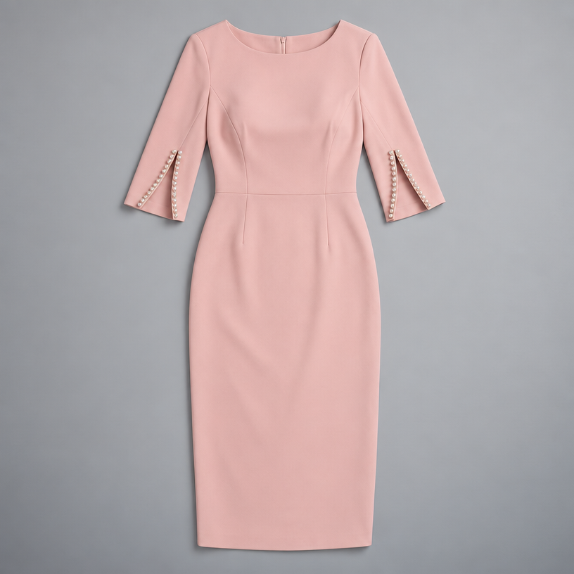 Midi Dress – Women's Split Sleeve Fitted Midi Dress