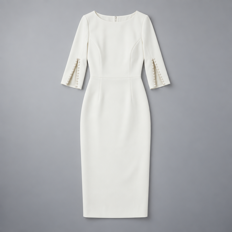 Midi Dress – Women's Split Sleeve Fitted Midi Dress