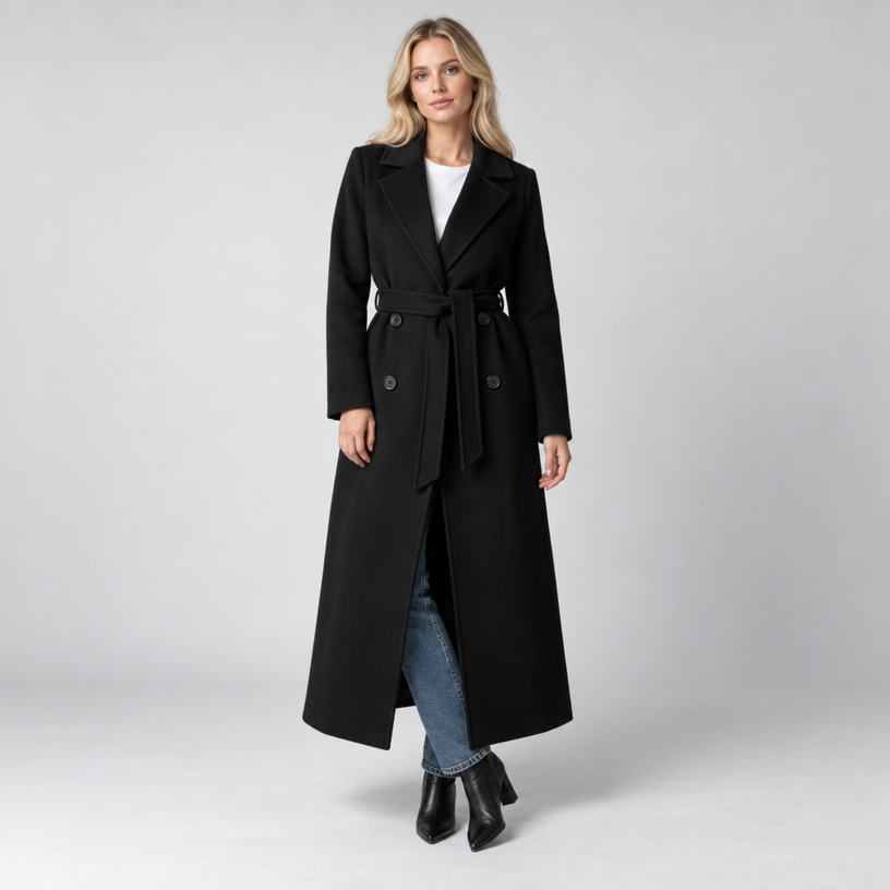 Long Coat – Double-Breasted Belted Relaxed Fit
