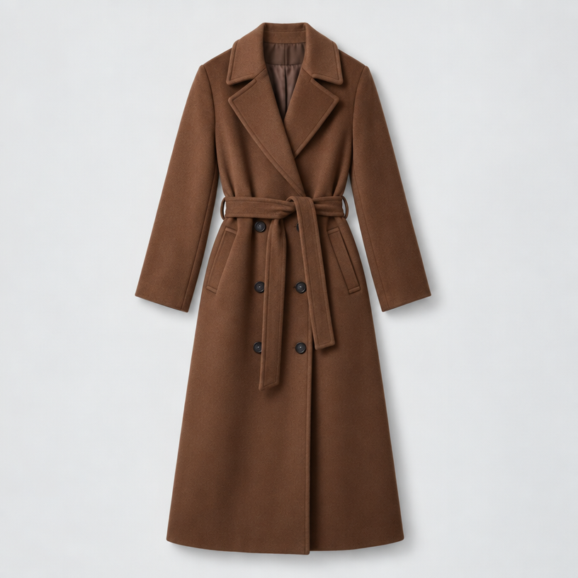 Long Coat – Double-Breasted Belted Relaxed Fit