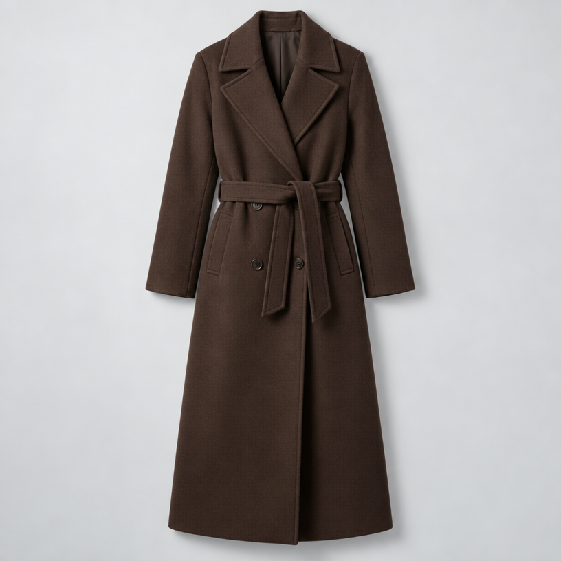 Long Coat – Double-Breasted Belted Relaxed Fit