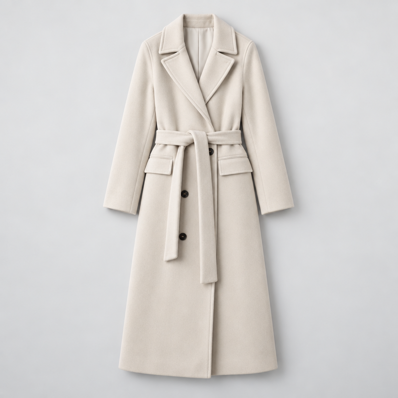Long Coat – Double-Breasted Belted Relaxed Fit