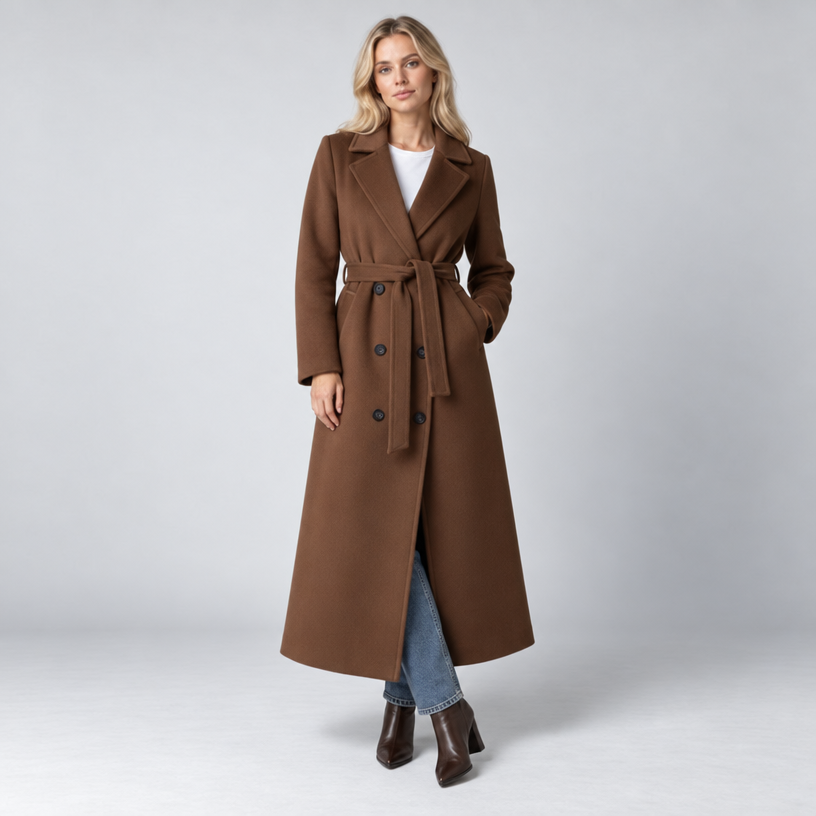 Long Coat – Double-Breasted Belted Relaxed Fit