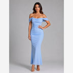 Off-Shoulder Ruched Maxi Dress