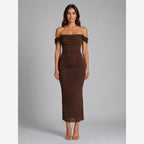 Off-Shoulder Ruched Maxi Dress