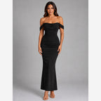 Off-Shoulder Ruched Maxi Dress