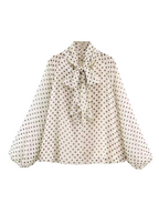Odette – Polka Dot High-Neck Blouse