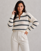Striped Knit Jumper with Collar