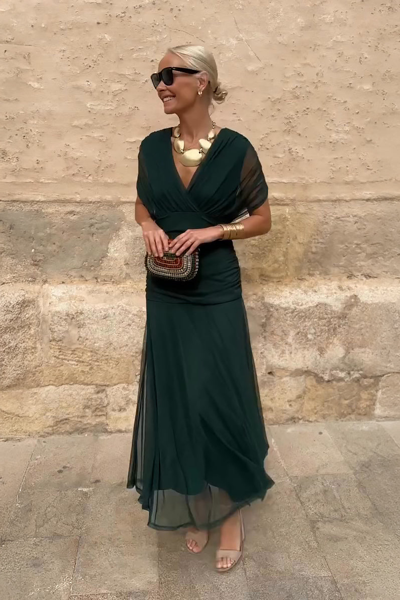 Gradient Pleated Maxi Dress