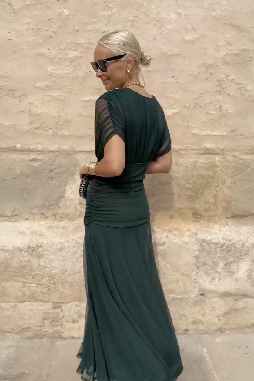 Gradient Pleated Maxi Dress