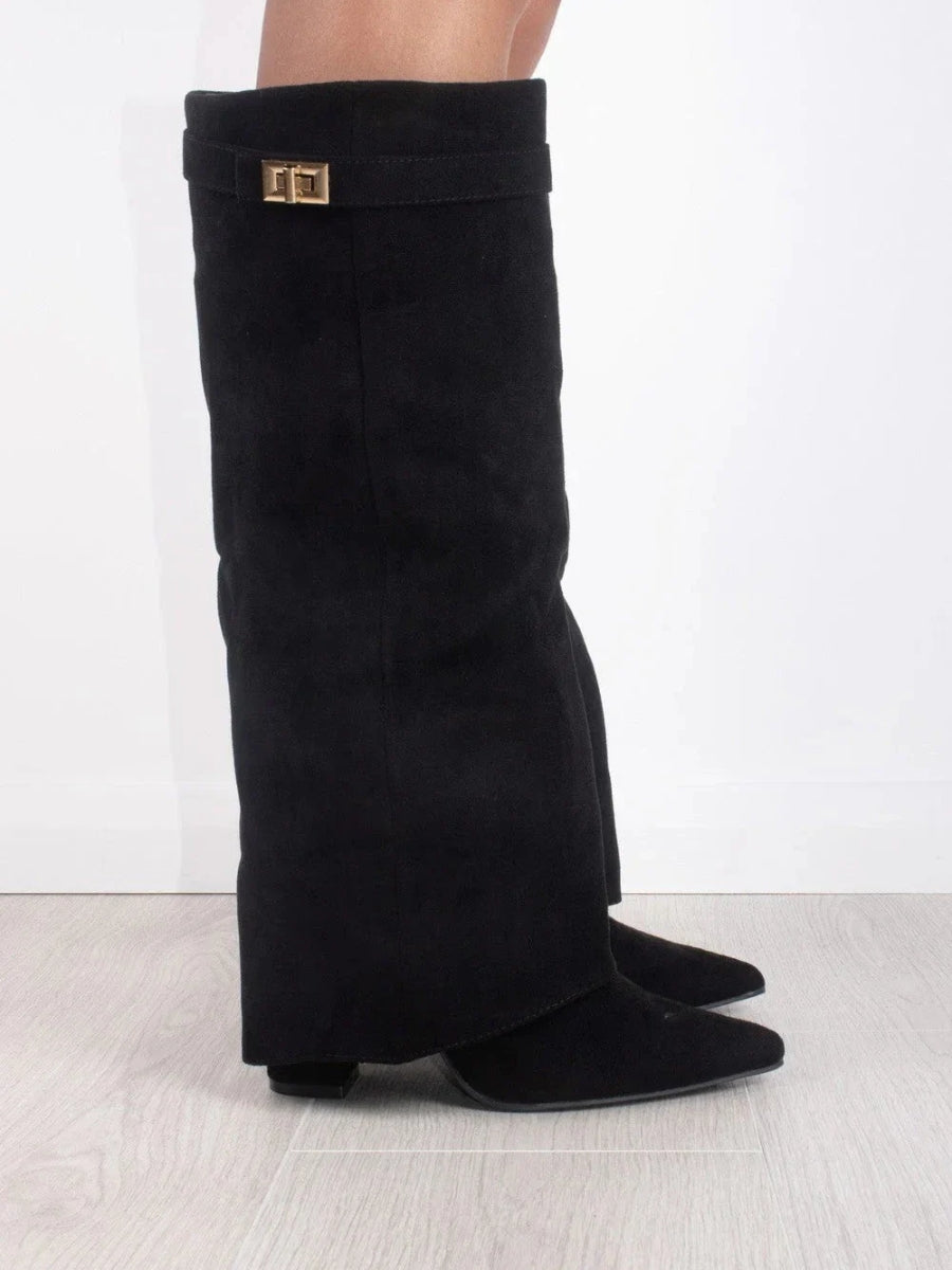 Suede Fold-Over Boots